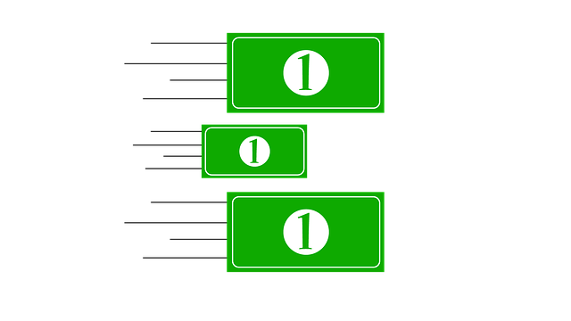 ilustrace 3 zelené bankovky v pohybu